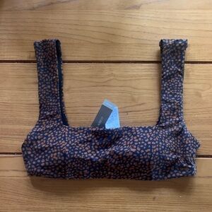 - J crew Top bikini brown polka dot NWT